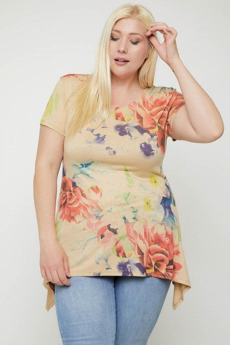 Multi-colored Watercolor Flower Print Tunic king-general-store-5710.myshopify.com