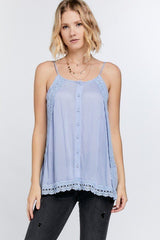 Boho Scalloped Lace Trim Button Down Cami Top king-general-store-5710.myshopify.com