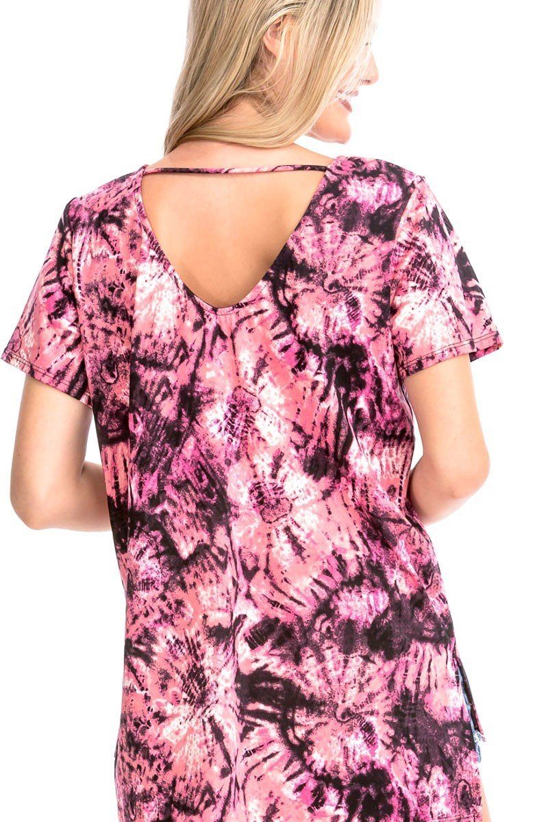 Tie-Dye Print Short Sleeve Top king-general-store-5710.myshopify.com