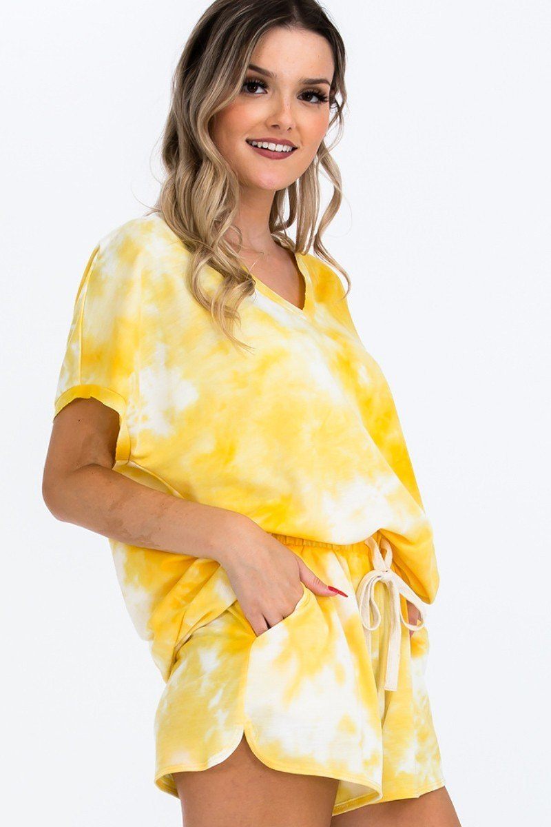 Tie-Dye Top Featured V-Neckline & Cuff Sort Sleeves king-general-store-5710.myshopify.com