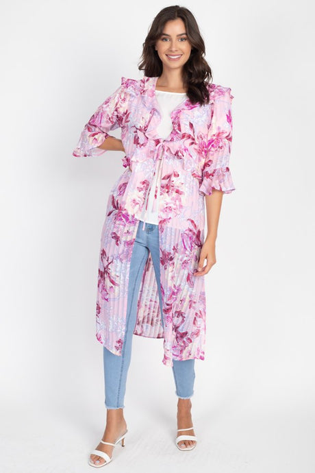 Ruffle Robe Cardigan in Pink king-general-store-5710.myshopify.com