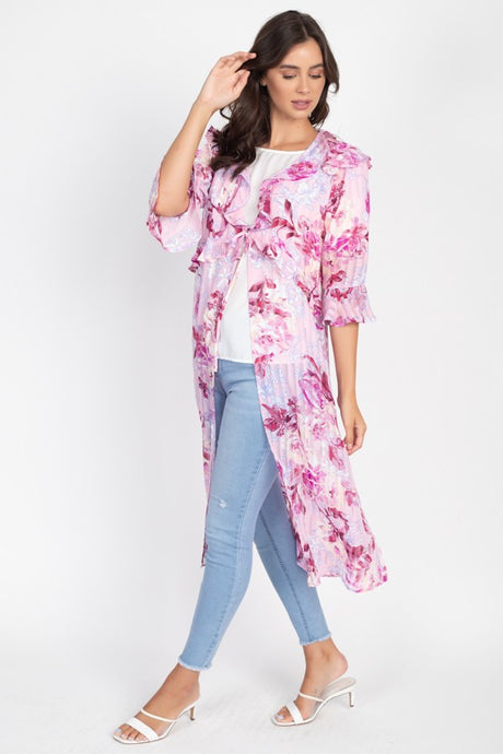 Ruffle Robe Cardigan in Pink king-general-store-5710.myshopify.com