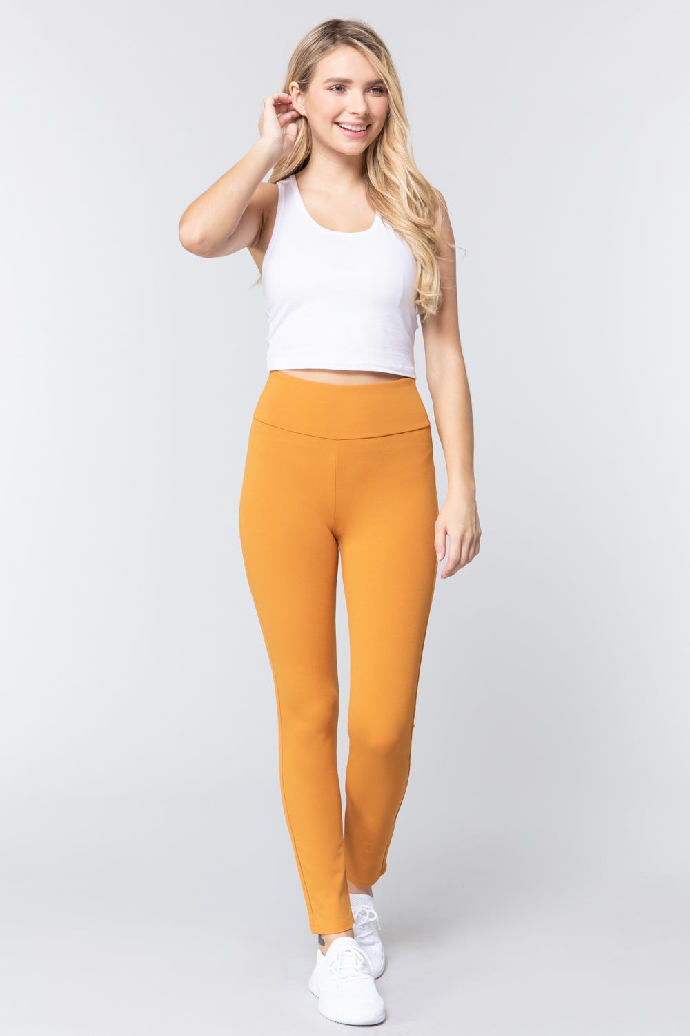 Waist Band Long Ponte Pants Deep Mustard king-general-store-5710.myshopify.com