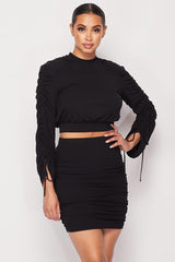 Ruched Long Sleeve And Skirt Set king-general-store-5710.myshopify.com