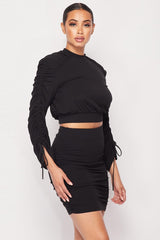 Ruched Long Sleeve And Skirt Set king-general-store-5710.myshopify.com