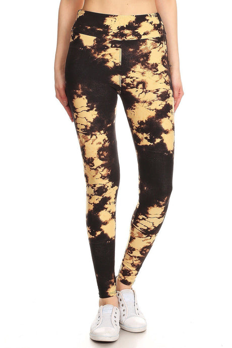 Yoga Style Banded Lined Tie Dye Print, Full Length Leggings In A Slim Fitting Style With A Banded High Waist. king-general-store-5710.myshopify.com