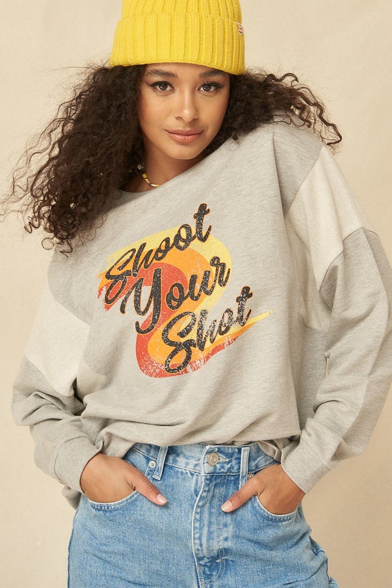 Heather Grey French Terry Knit Graphic Sweatshirt king-general-store-5710.myshopify.com