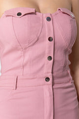 Strapless Button Down Mini Dress in Modern Pink king-general-store-5710.myshopify.com