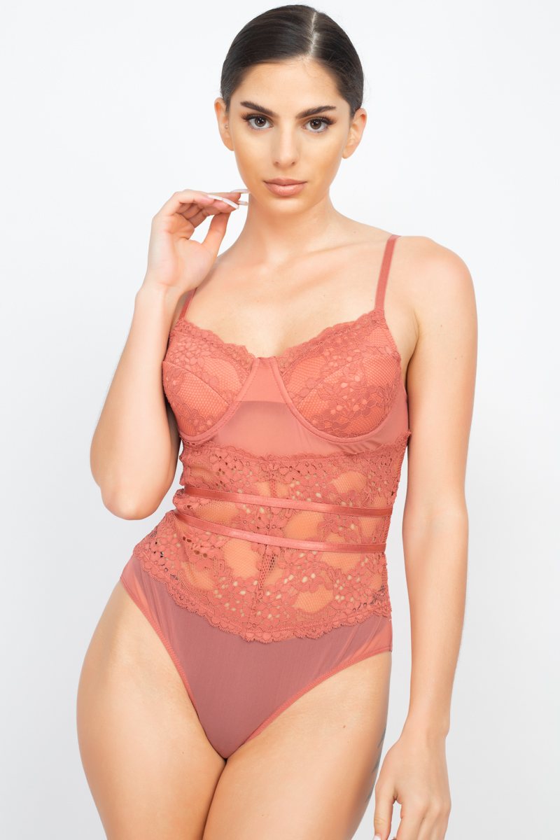 Sheer Lace Floral Padded Bodysuit king-general-store-5710.myshopify.com