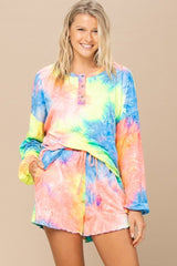 Tie-dye Printed Knit Top And Shorts Set king-general-store-5710.myshopify.com