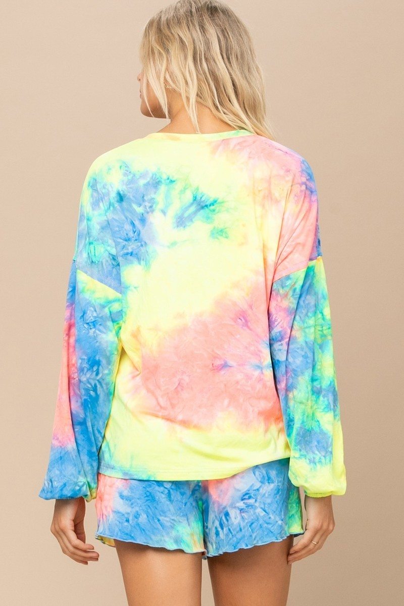 Tie-dye Printed Knit Top And Shorts Set king-general-store-5710.myshopify.com