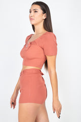 Scoop Neck Crop Top And Ribbed Shorts king-general-store-5710.myshopify.com