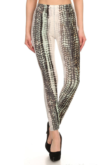 Snake Scales Printed, High Waisted Leggings In Fitted Style With Elastic Waistband king-general-store-5710.myshopify.com