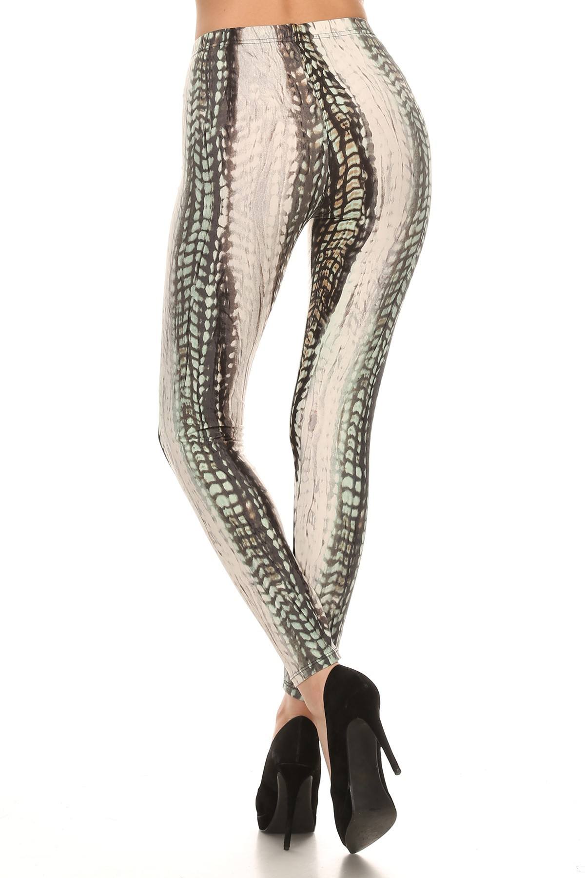 Snake Scales Printed, High Waisted Leggings In Fitted Style With Elastic Waistband king-general-store-5710.myshopify.com