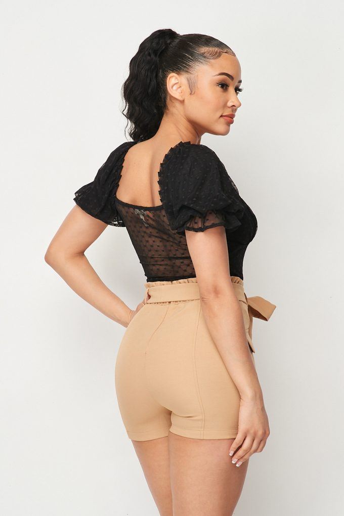 Luxe Polkadot Stretch Mesh Puff Sleeve Bodysuit king-general-store-5710.myshopify.com