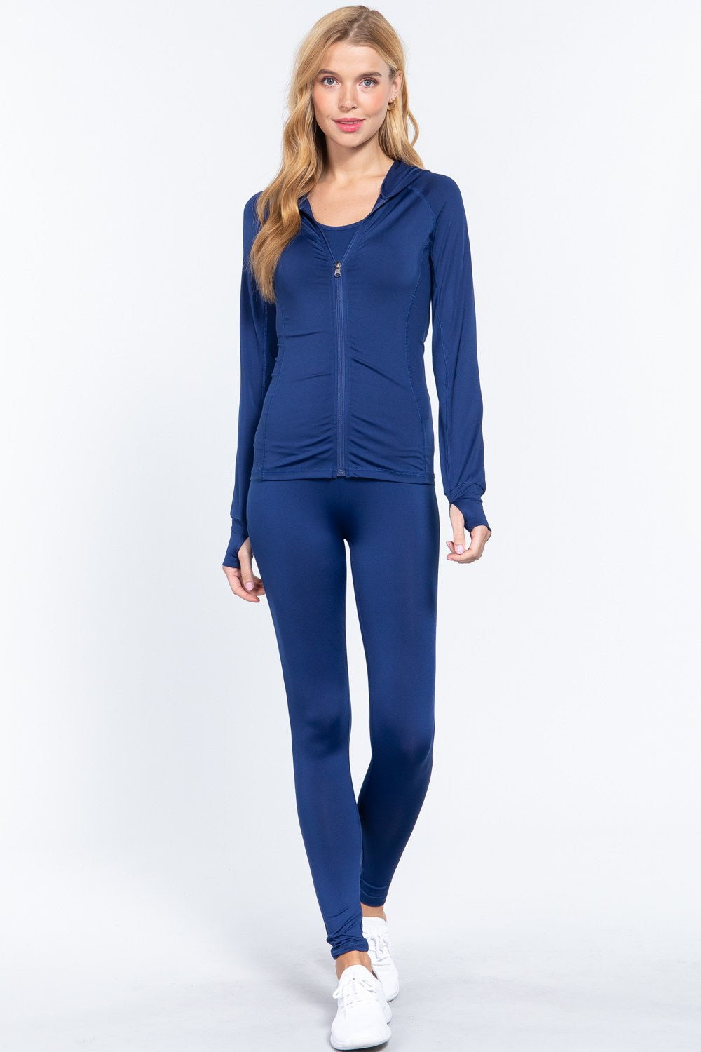 Long Sleeve Hoodie Workout Track Jacket in Cobalt Navy king-general-store-5710.myshopify.com