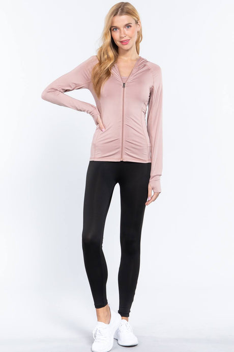 Long Sleeve Hoodie Workout Track Jacket in Light Pink king-general-store-5710.myshopify.com