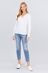 Viscose Henley Sweater in White king-general-store-5710.myshopify.com