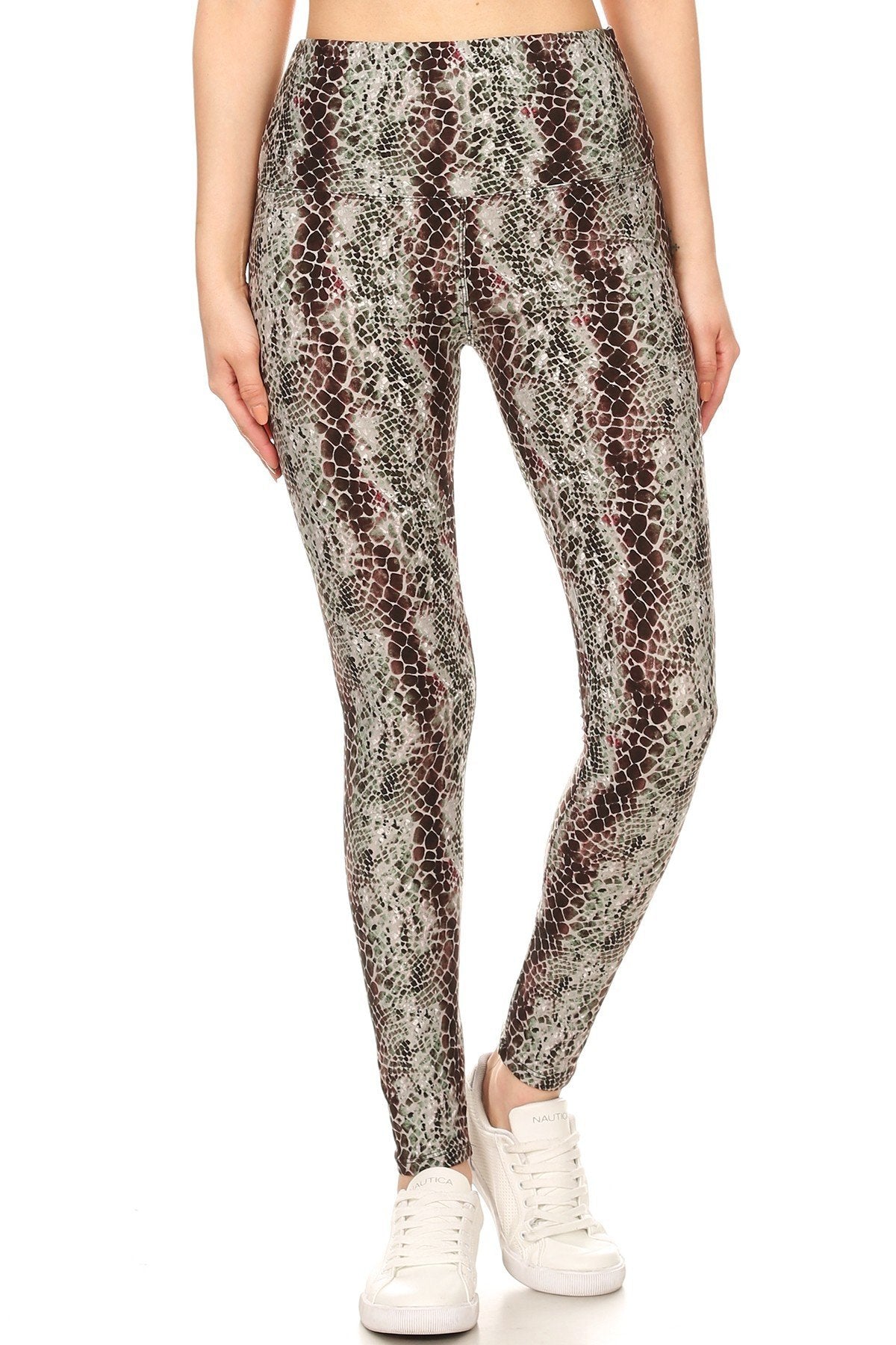 Yoga Style Banded Lined Snakeskin Printed Knit Legging With High Waist king-general-store-5710.myshopify.com