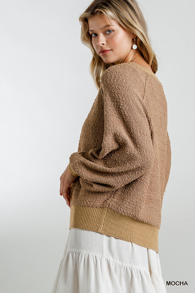 Puff Sleeve Boat Neck Sweater king-general-store-5710.myshopify.com