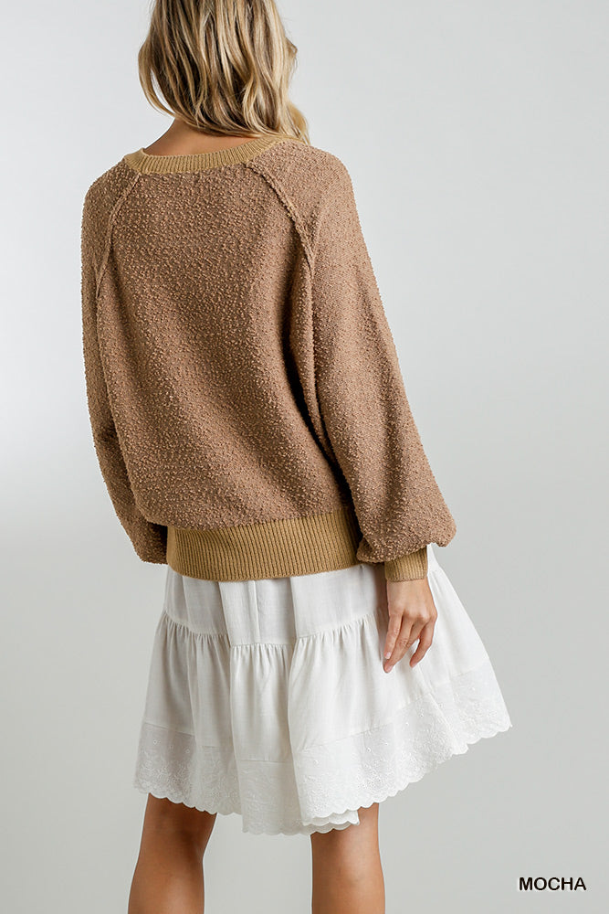 Puff Sleeve Boat Neck Sweater king-general-store-5710.myshopify.com