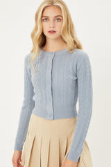 Buttoned Cable Knit Cardigan Long Sleeve Sweater in Blue Stone king-general-store-5710.myshopify.com