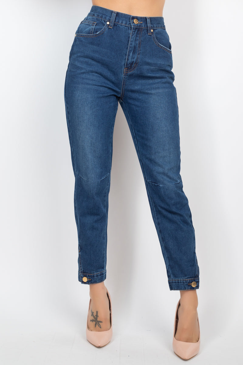 Cuffed-button Mom Jeans king-general-store-5710.myshopify.com