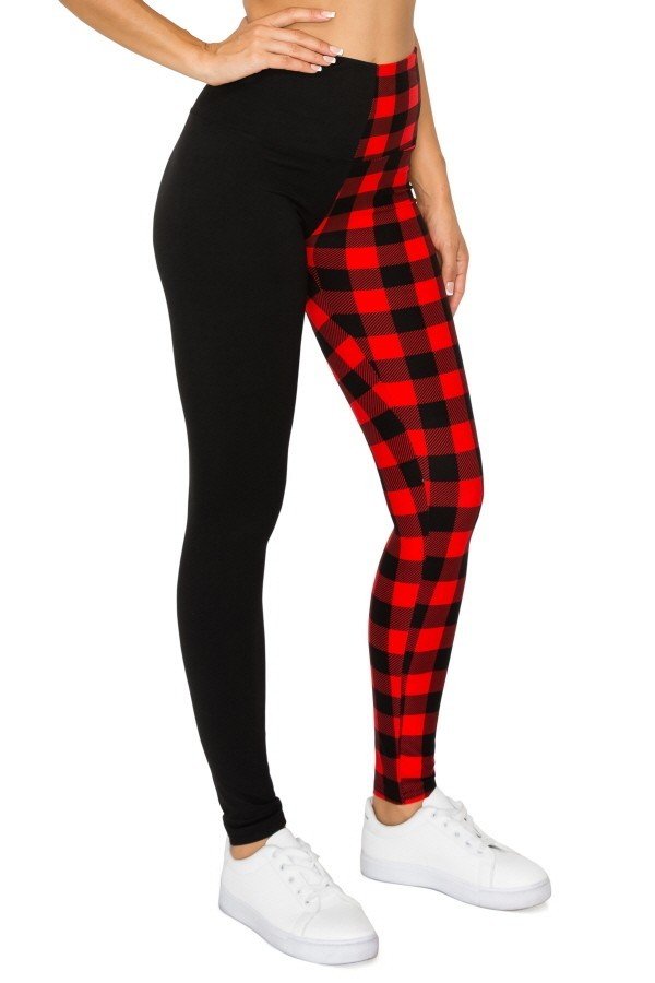 Spliced 5-inch Long Yoga Style Banded Lined Knit Legging With High Waist Red Black king-general-store-5710.myshopify.com