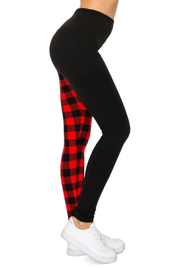 Spliced 5-inch Long Yoga Style Banded Lined Knit Legging With High Waist Red Black king-general-store-5710.myshopify.com