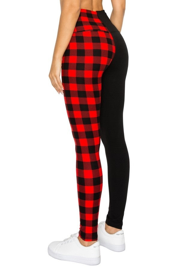 Spliced 5-inch Long Yoga Style Banded Lined Knit Legging With High Waist Red Black king-general-store-5710.myshopify.com