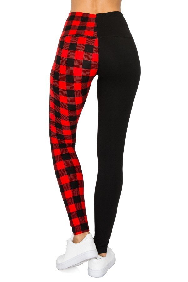 Spliced 5-inch Long Yoga Style Banded Lined Knit Legging With High Waist Red Black king-general-store-5710.myshopify.com