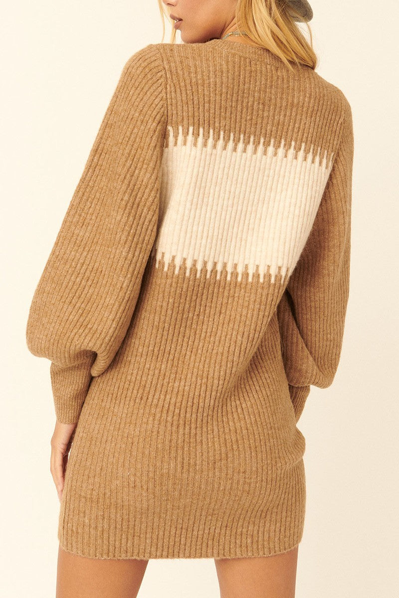 Ribbed Knit Sweater Mini Dress