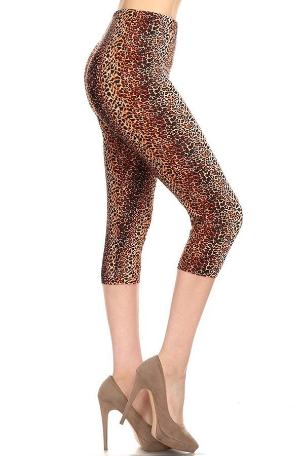 Multi Brown High Waist Cropped Fitted Style Leggings king-general-store-5710.myshopify.com