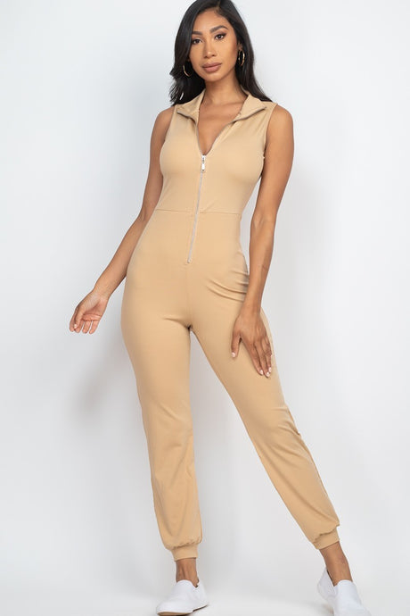 Zip Front Jumpsuit Khaki king-general-store-5710.myshopify.com