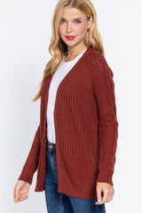 Brick Long Sleeve Open Front Sweater Cardigan king-general-store-5710.myshopify.com