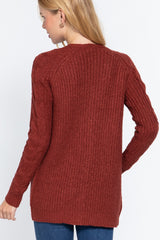 Brick Long Sleeve Open Front Sweater Cardigan king-general-store-5710.myshopify.com