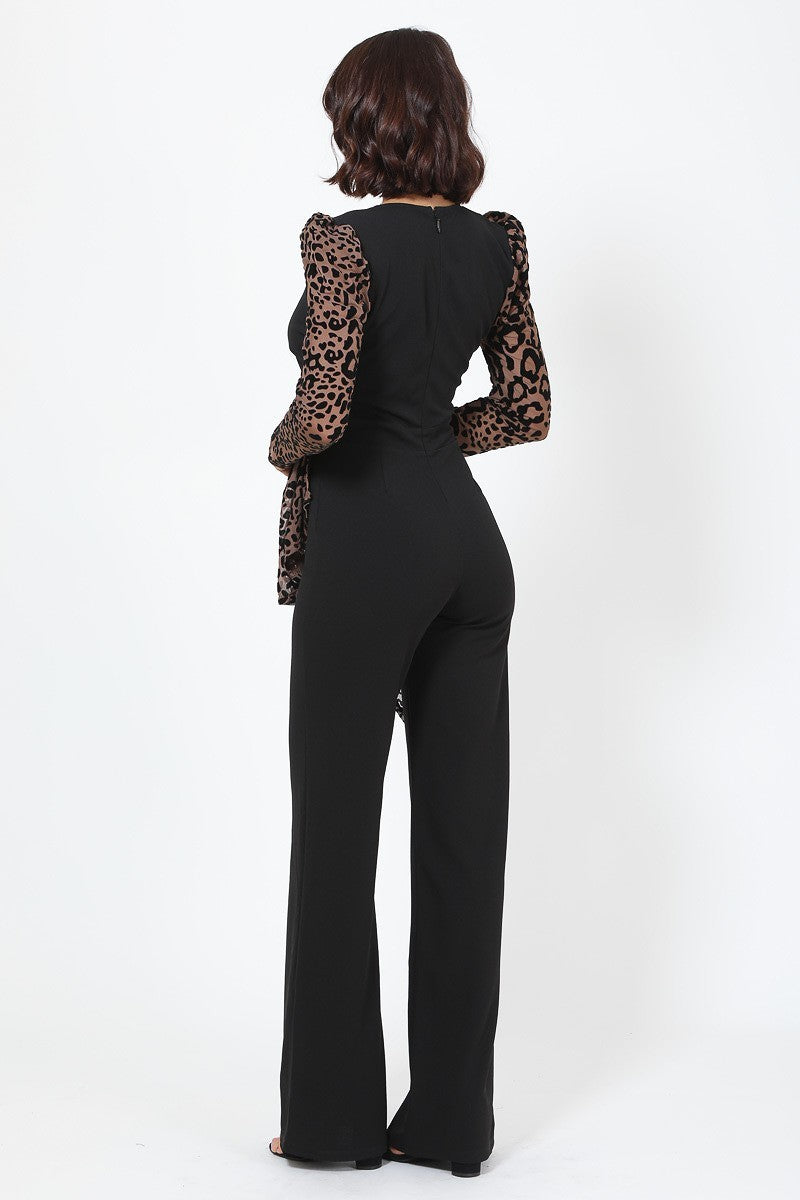 Plunging V Buckle Detail Leopard Jumpsuit king-general-store-5710.myshopify.com