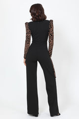 Plunging V Buckle Detail Leopard Jumpsuit king-general-store-5710.myshopify.com