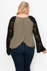 Solid Top Featuring Flattering Lace Bell Sleeves king-general-store-5710.myshopify.com