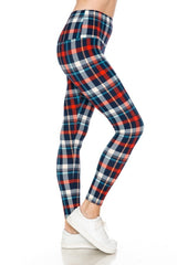 Plaid 5-inch Long Yoga Style Banded Lined Tie Dye Printed Knit Legging With High Waist 5 king-general-store-5710.myshopify.com