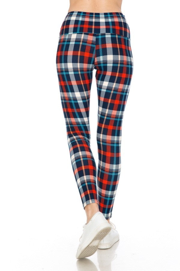 Plaid 5-inch Long Yoga Style Banded Lined Tie Dye Printed Knit Legging With High Waist 5 king-general-store-5710.myshopify.com