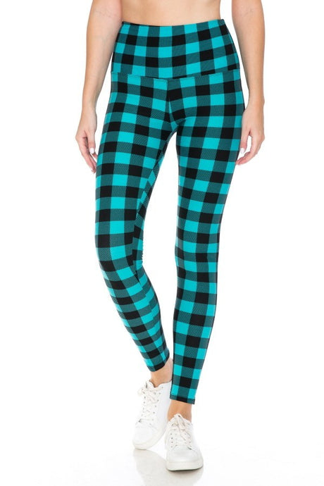 Multi Checkered 5-inch Long Yoga Style Banded Lined Tie Dye Printed Knit Legging With High Waist 3 king-general-store-5710.myshopify.com
