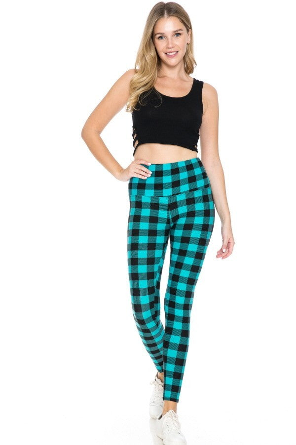 Multi Checkered 5-inch Long Yoga Style Banded Lined Tie Dye Printed Knit Legging With High Waist 3 king-general-store-5710.myshopify.com