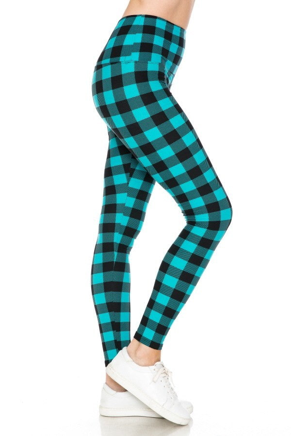 Multi Checkered 5-inch Long Yoga Style Banded Lined Tie Dye Printed Knit Legging With High Waist 3 king-general-store-5710.myshopify.com