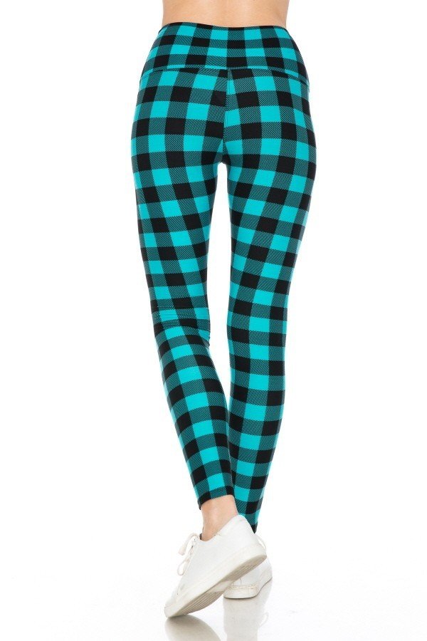 Multi Checkered 5-inch Long Yoga Style Banded Lined Tie Dye Printed Knit Legging With High Waist 3 king-general-store-5710.myshopify.com