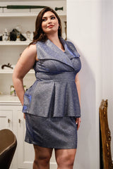 Plus Glitter Collared Peplum Mini Dress king-general-store-5710.myshopify.com