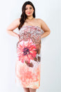 Plus Peach Flower Print Sleeveless Midi Dress king-general-store-5710.myshopify.com