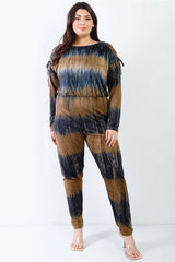 Plus Tie-dye Lace Up Shoulder Details Back Wrap Cut-out Jumpsuit king-general-store-5710.myshopify.com