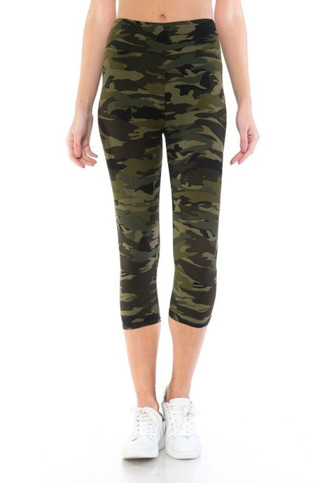 Yoga Style Banded Lined Knit Capri Camo Leggings king-general-store-5710.myshopify.com