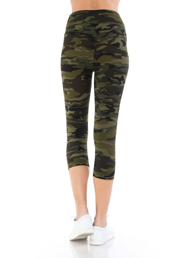 Yoga Style Banded Lined Knit Capri Camo Leggings king-general-store-5710.myshopify.com